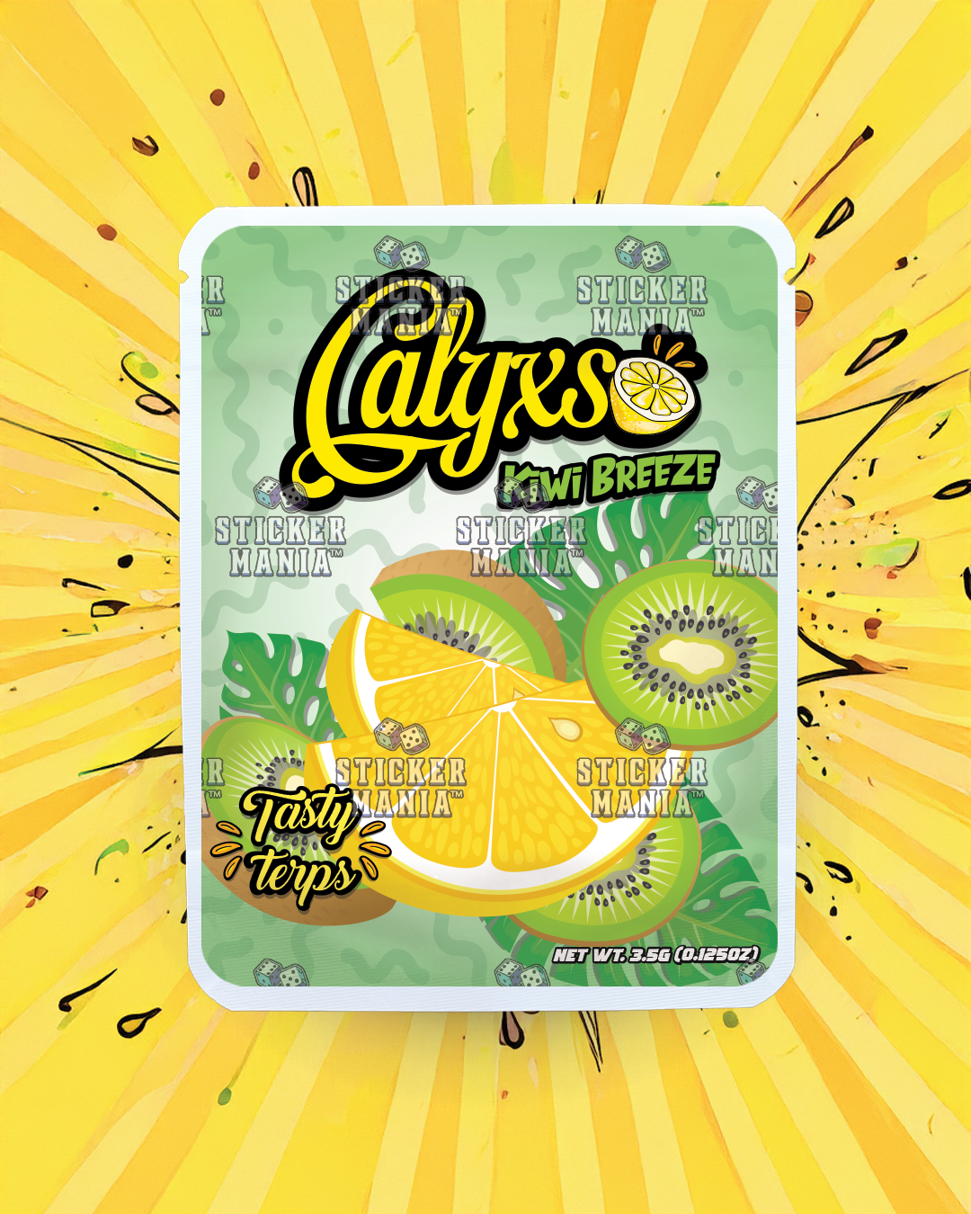 Calyxso • Kiwi Breeze  | Pre-Made Sticker Bag | 3.5g