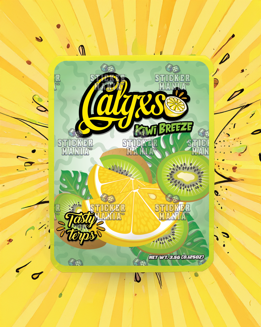 Calyxso • Kiwi Breeze  | Pre-Made Sticker Bag | 3.5g