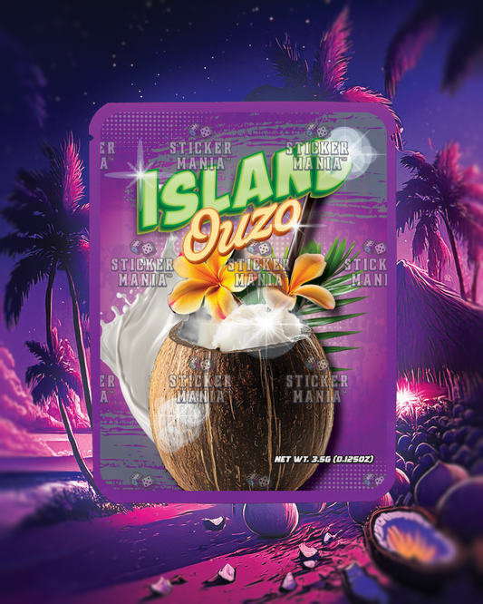 🌸 Island Ouzo | Pre-Made Sticker Bag | 3.5g