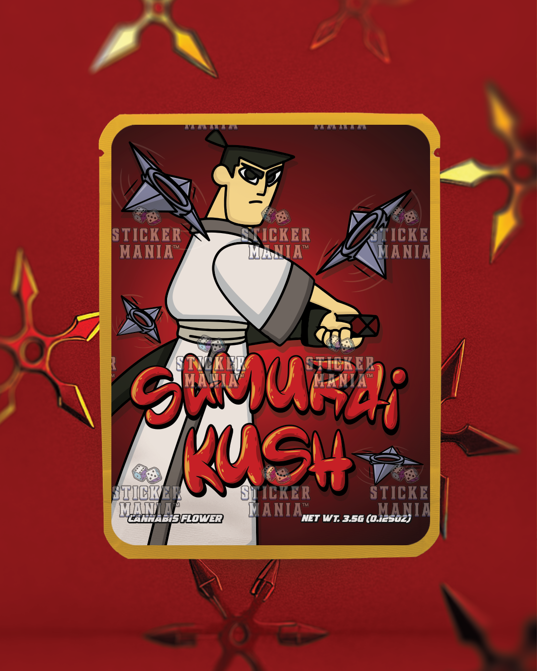 Samurai Kush | Pre-Made Sticker Bag | 3.5g