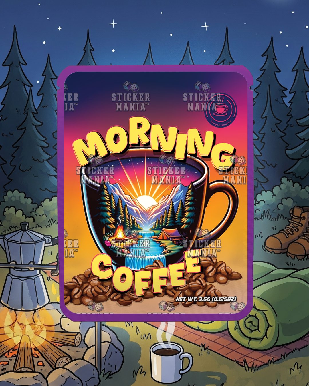 Morning Coffee | Pre-Made Sticker Bag | 3.5g