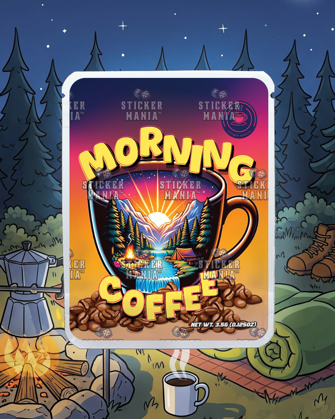 Morning Coffee | Pre-Made Sticker Bag | 3.5g