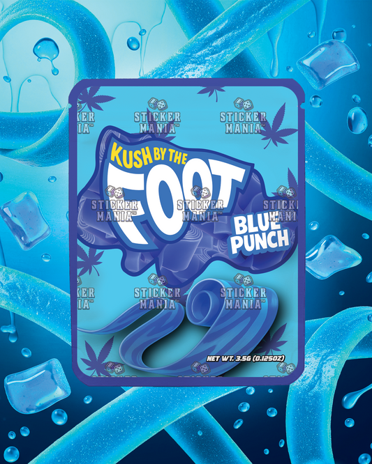 Kush By The Foot Blue Punch | Pre-Made Sticker Bag | 3.5g
