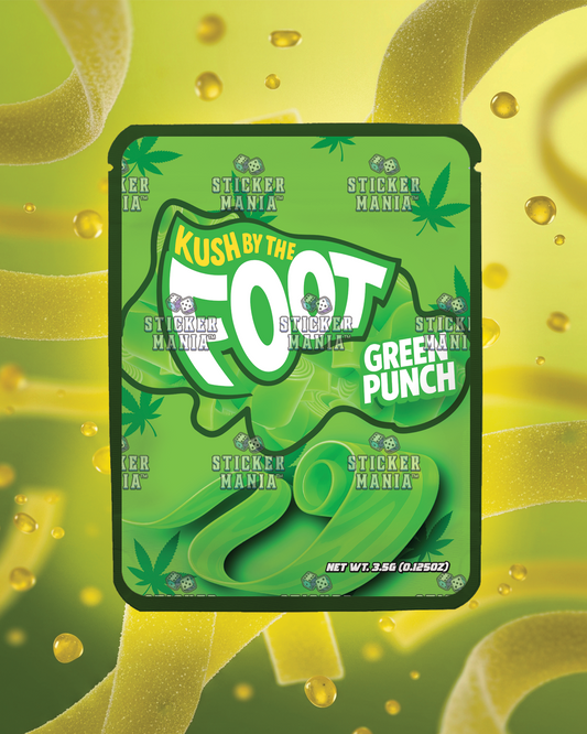 Kush By The Foot Green Punch | Pre-Made Sticker Bag | 3.5g