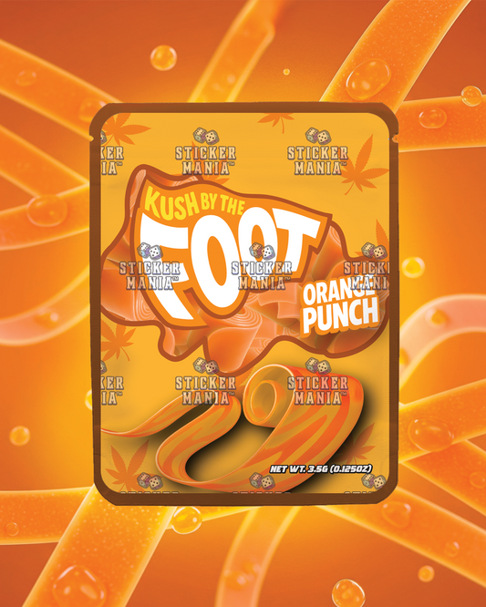 Kush By The Foot Orange Punch | Pre-Made Sticker Bag | 3.5g
