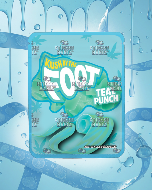 Kush By The Foot Teal Punch | Pre-Made Sticker Bag | 3.5g