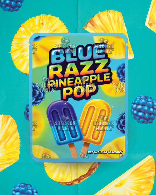 Blue Razz Pineapple Pop | Pre-Made Sticker Bag | 3.5g