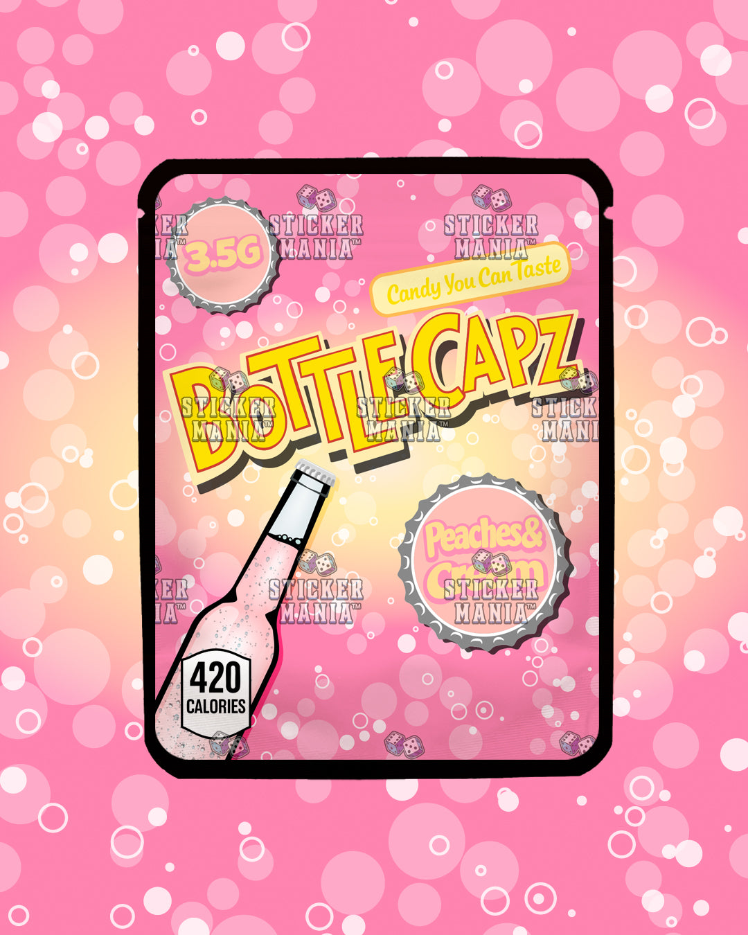 Bottle Capz Peaches & Cream | Pre-Made Sticker Bag | 3.5g