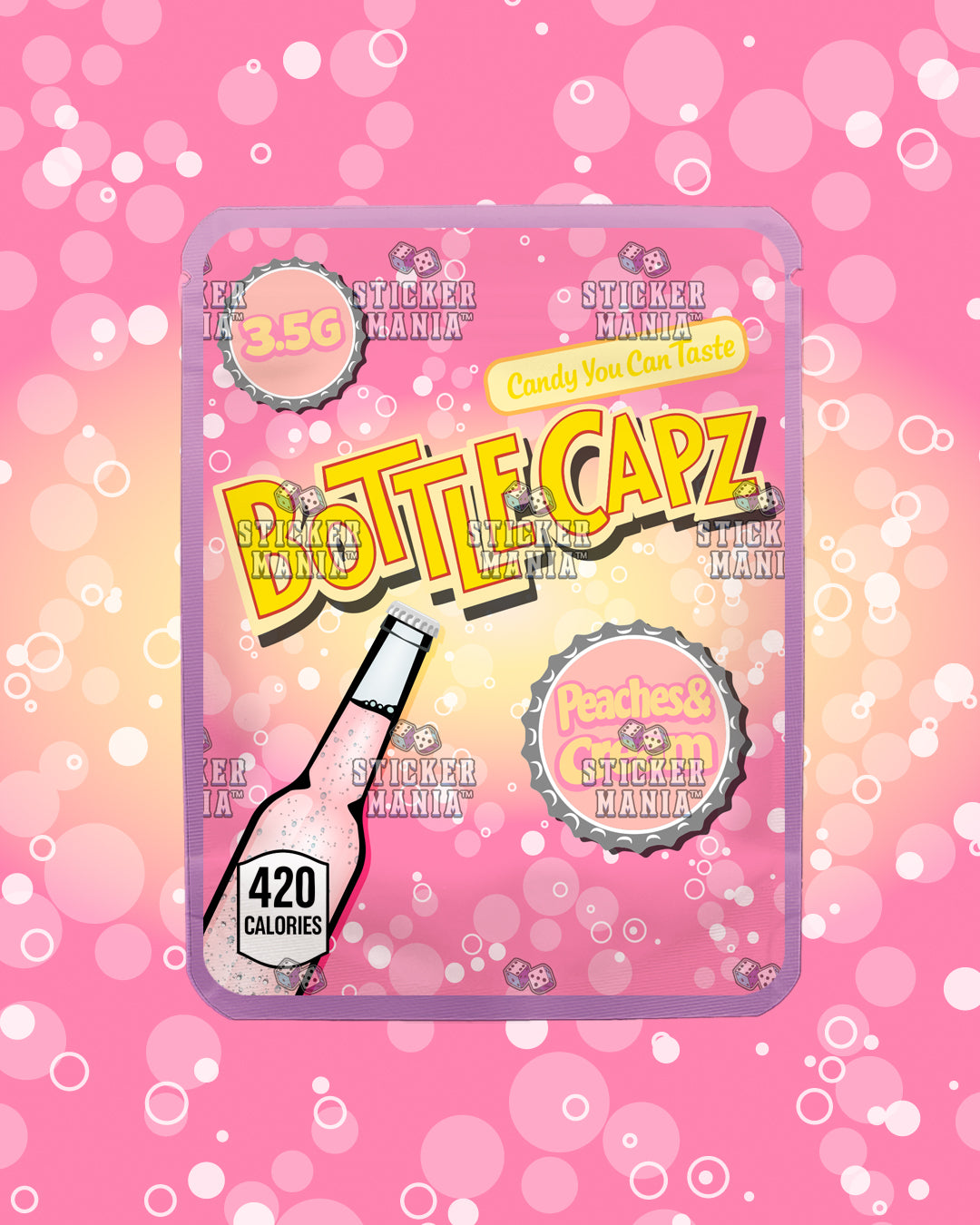 Bottle Capz Peaches & Cream | Pre-Made Sticker Bag | 3.5g