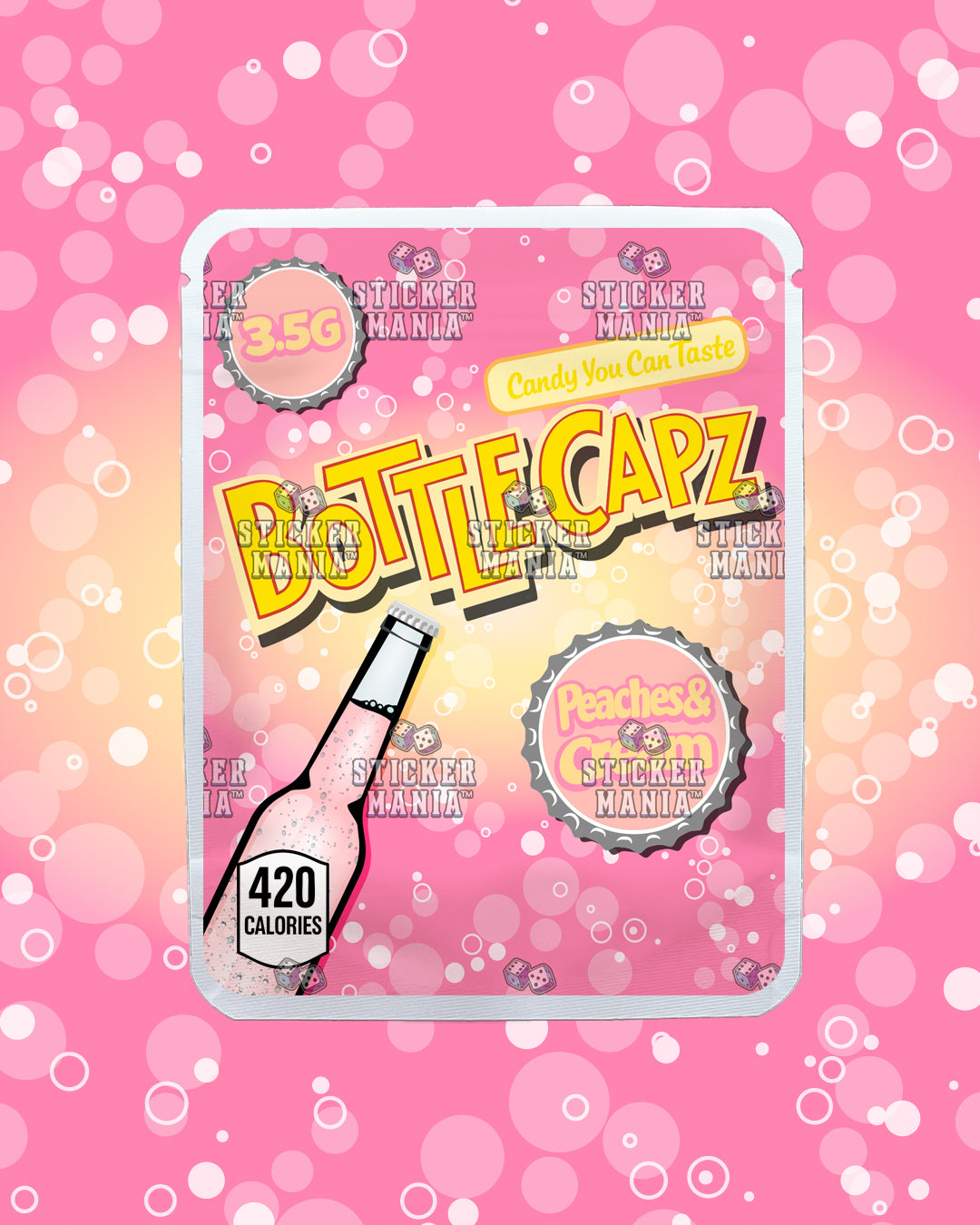 Bottle Capz Peaches & Cream | Pre-Made Sticker Bag | 3.5g