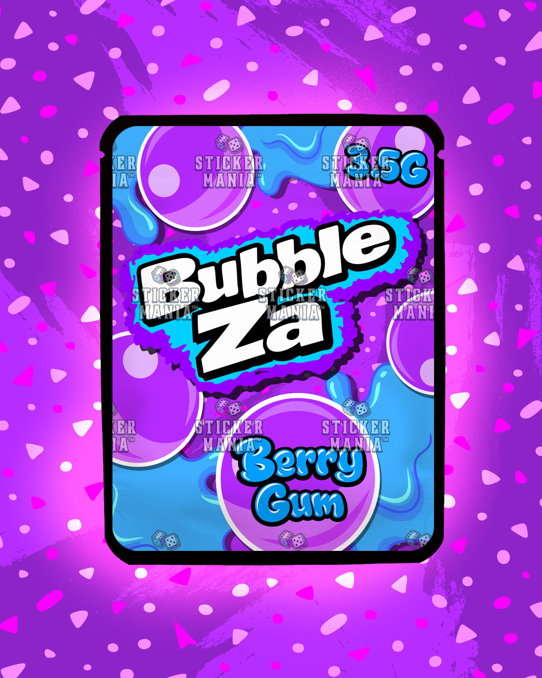 Bubble Za Berry Gum | Pre-Made Sticker Bag | 3.5g