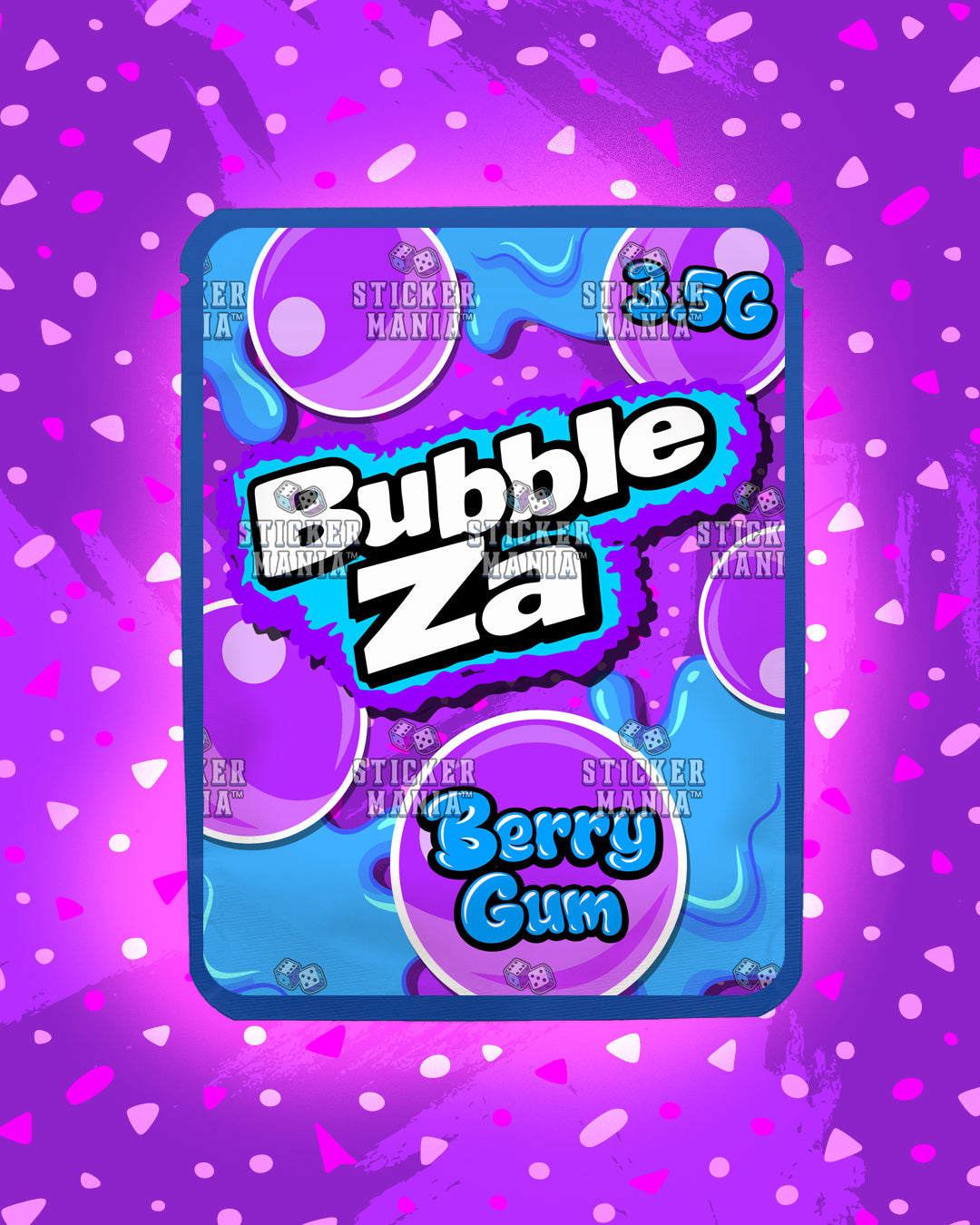 Bubble Za Berry Gum | Pre-Made Sticker Bag | 3.5g
