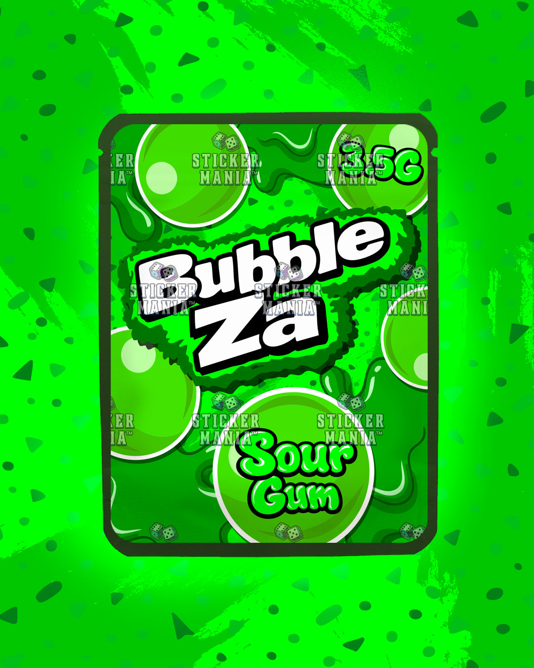 Bubble Za Sour Gum | Pre-Made Sticker Bag | 3.5g