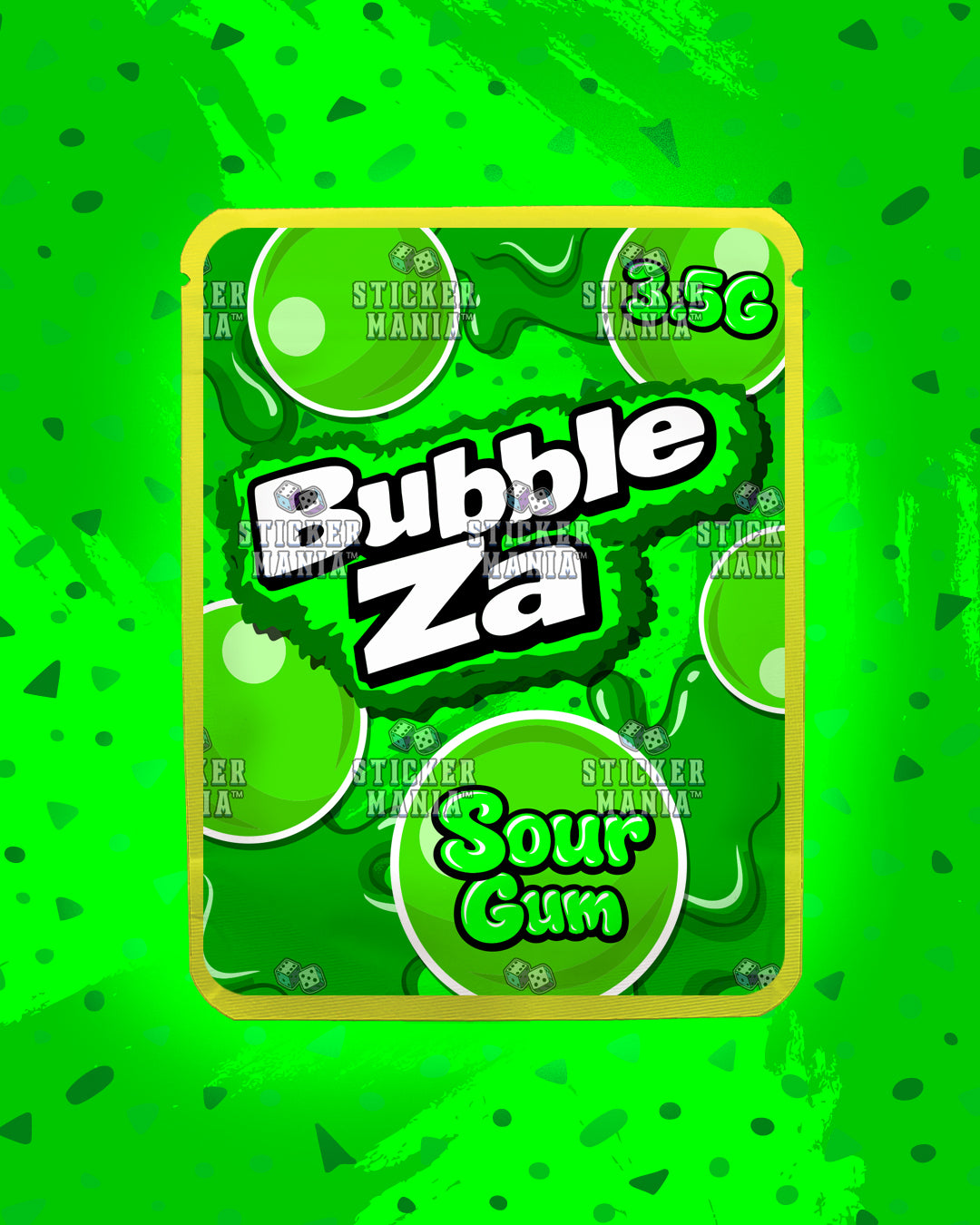 Bubble Za Sour Gum | Pre-Made Sticker Bag | 3.5g