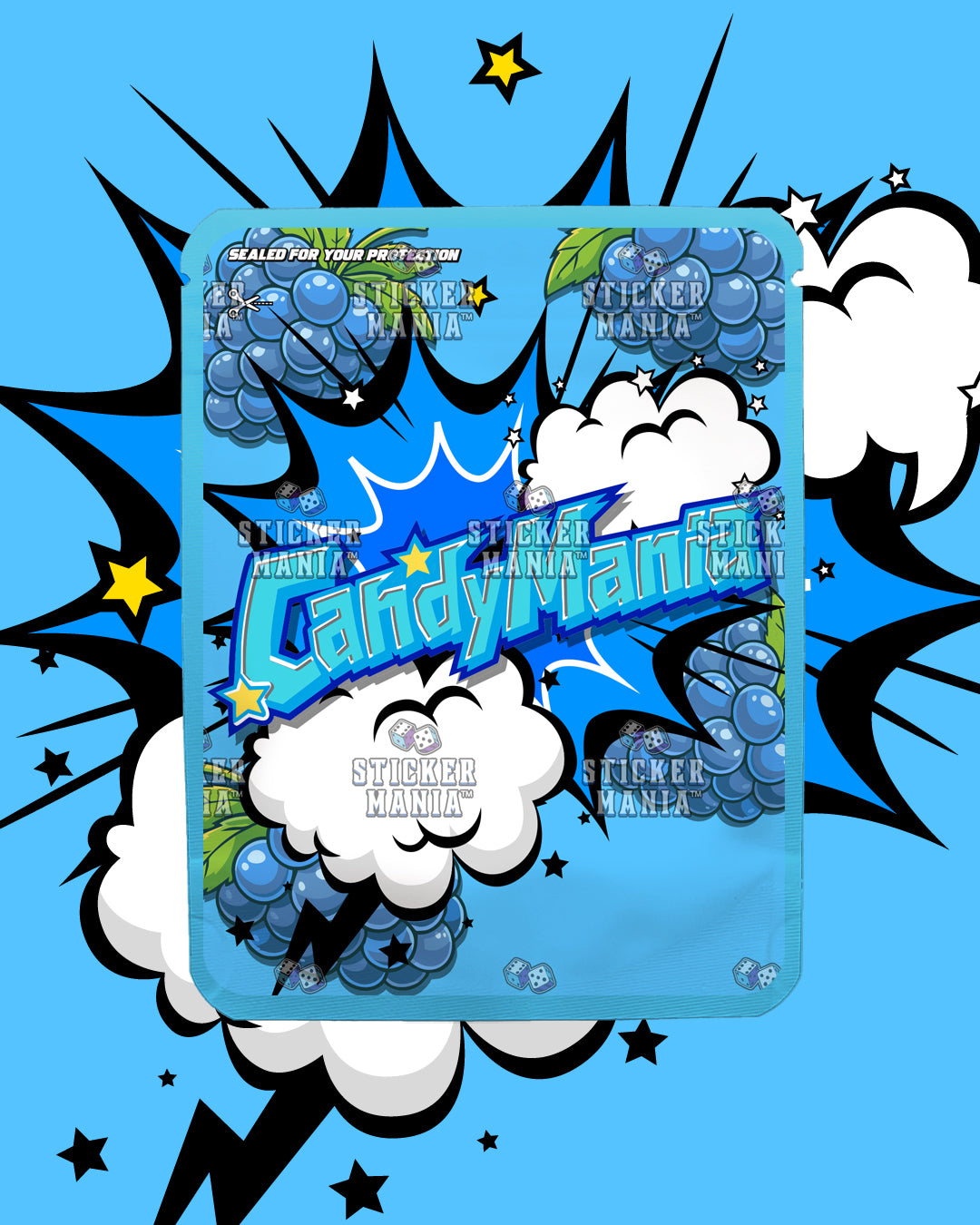 Candy Mania Blue Razz | Pre-Made Sticker Bag | 3.5g