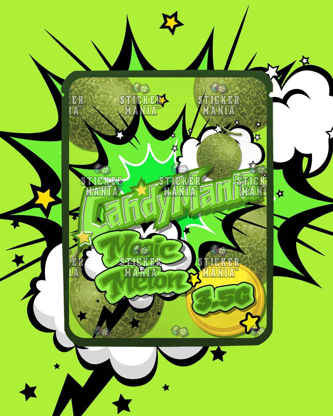 Candy Mania Magic Melon | Pre-Made Sticker Bag | 3.5g