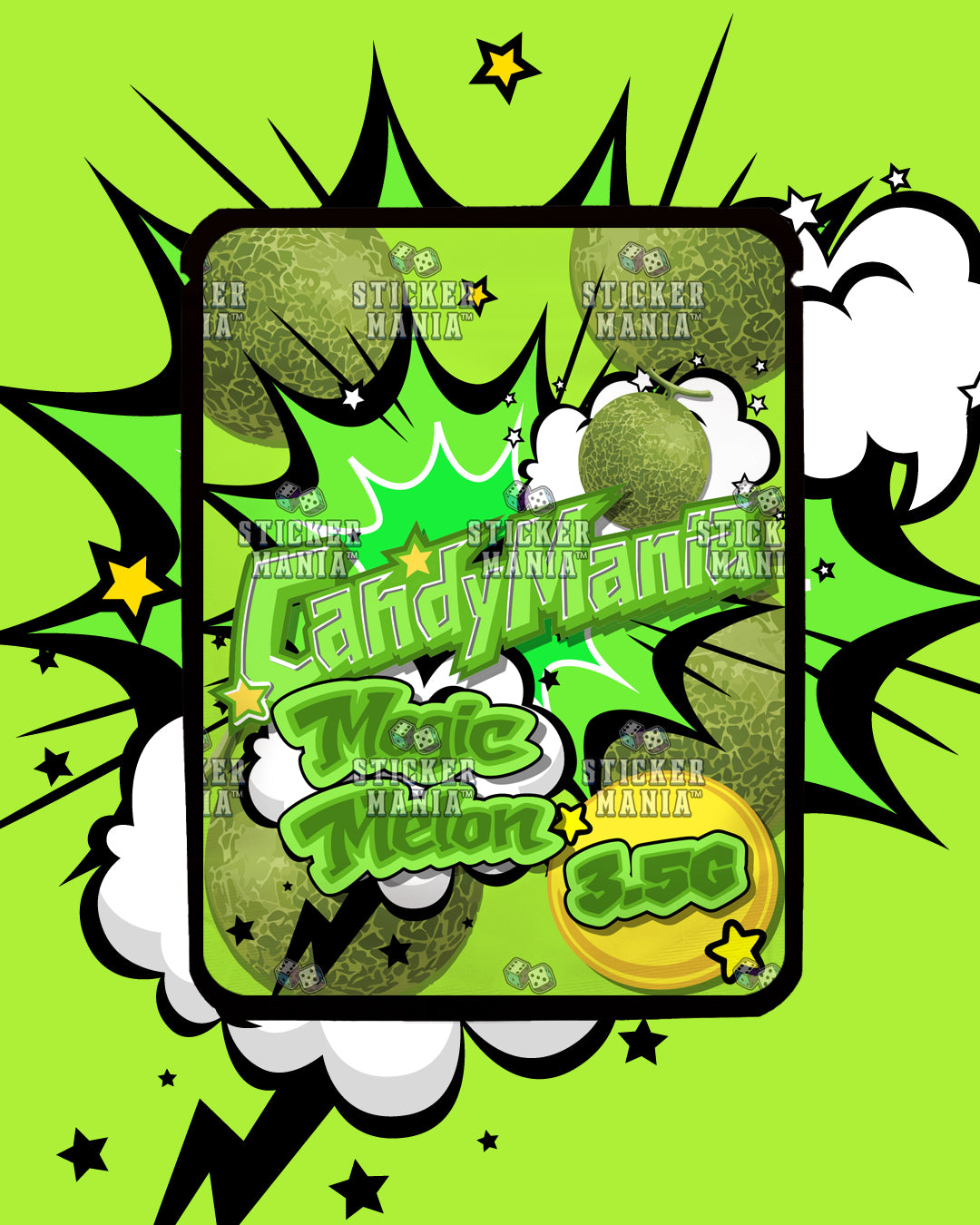 Candy Mania Magic Melon | Pre-Made Sticker Bag | 3.5g