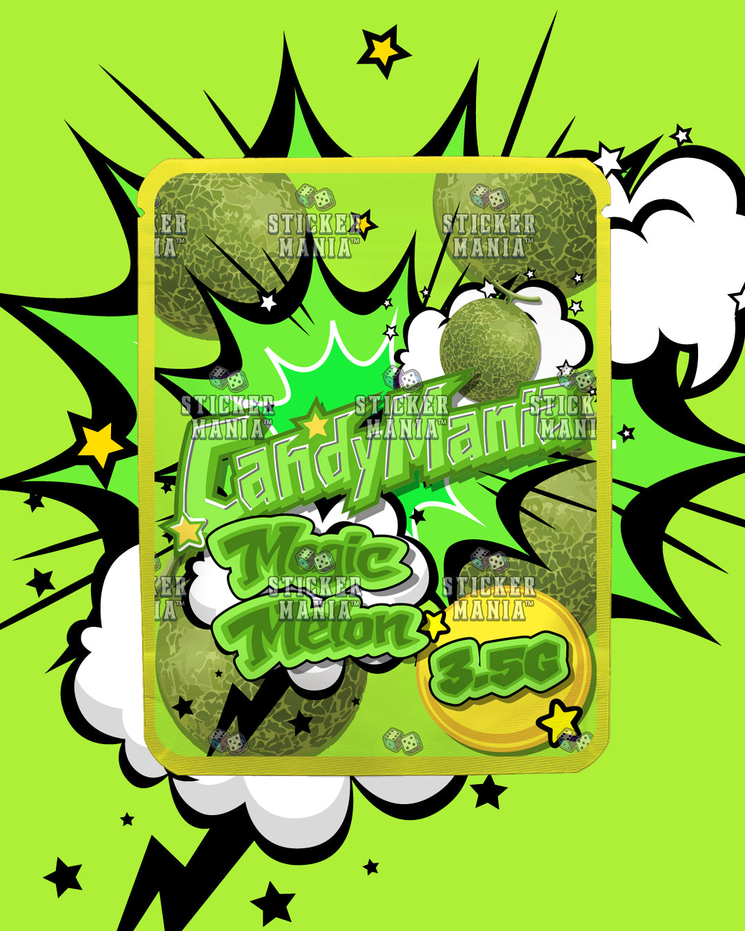 Candy Mania Magic Melon | Pre-Made Sticker Bag | 3.5g