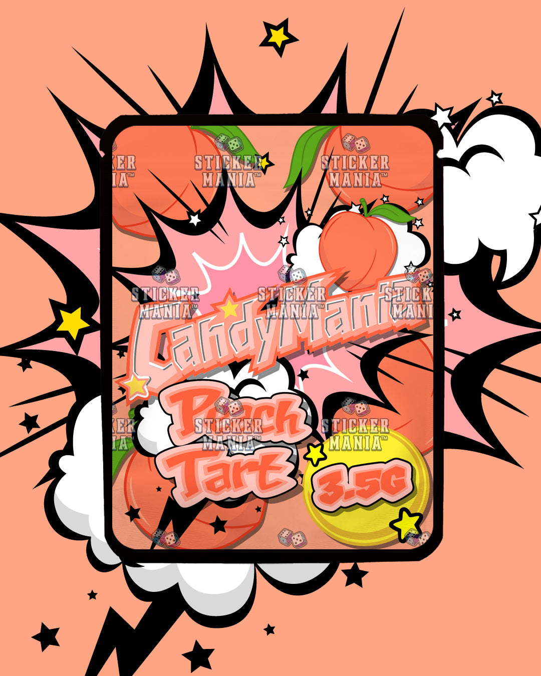 Candy Mania Peach Tart | Pre-Made Sticker Bag | 3.5g