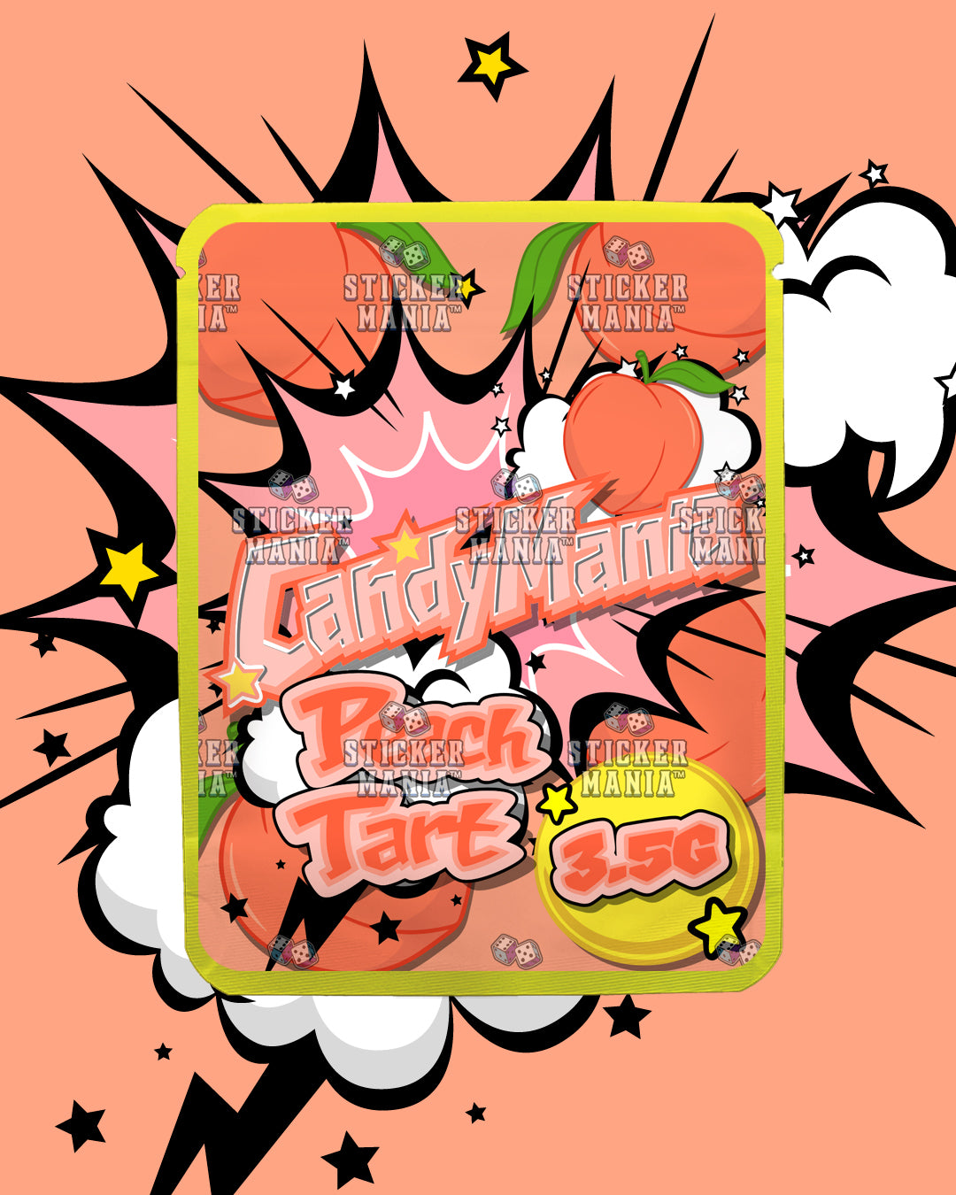 Candy Mania Peach Tart | Pre-Made Sticker Bag | 3.5g