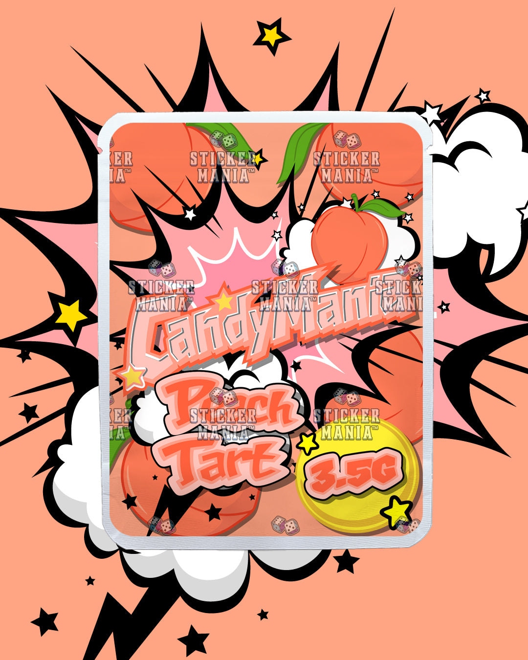 Candy Mania Peach Tart | Pre-Made Sticker Bag | 3.5g