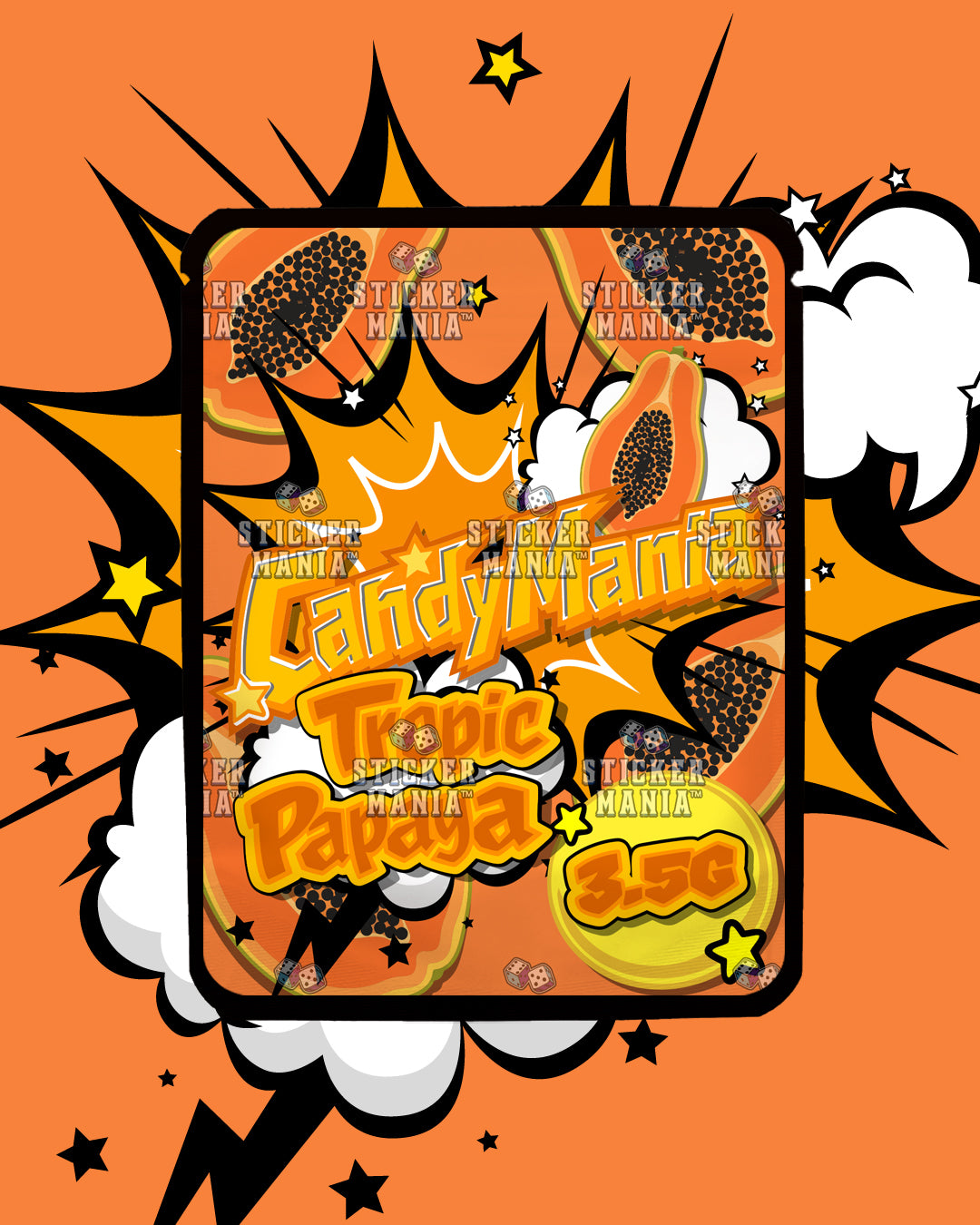 Candy Mania Tropic Papaya | Pre-Made Sticker Bag | 3.5g