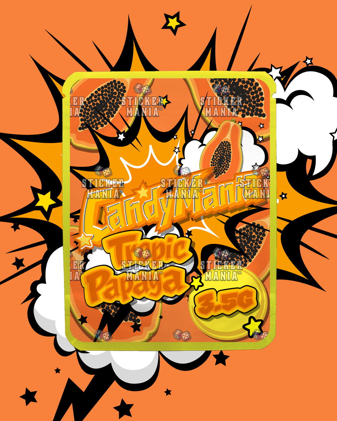 Candy Mania Tropic Papaya | Pre-Made Sticker Bag | 3.5g
