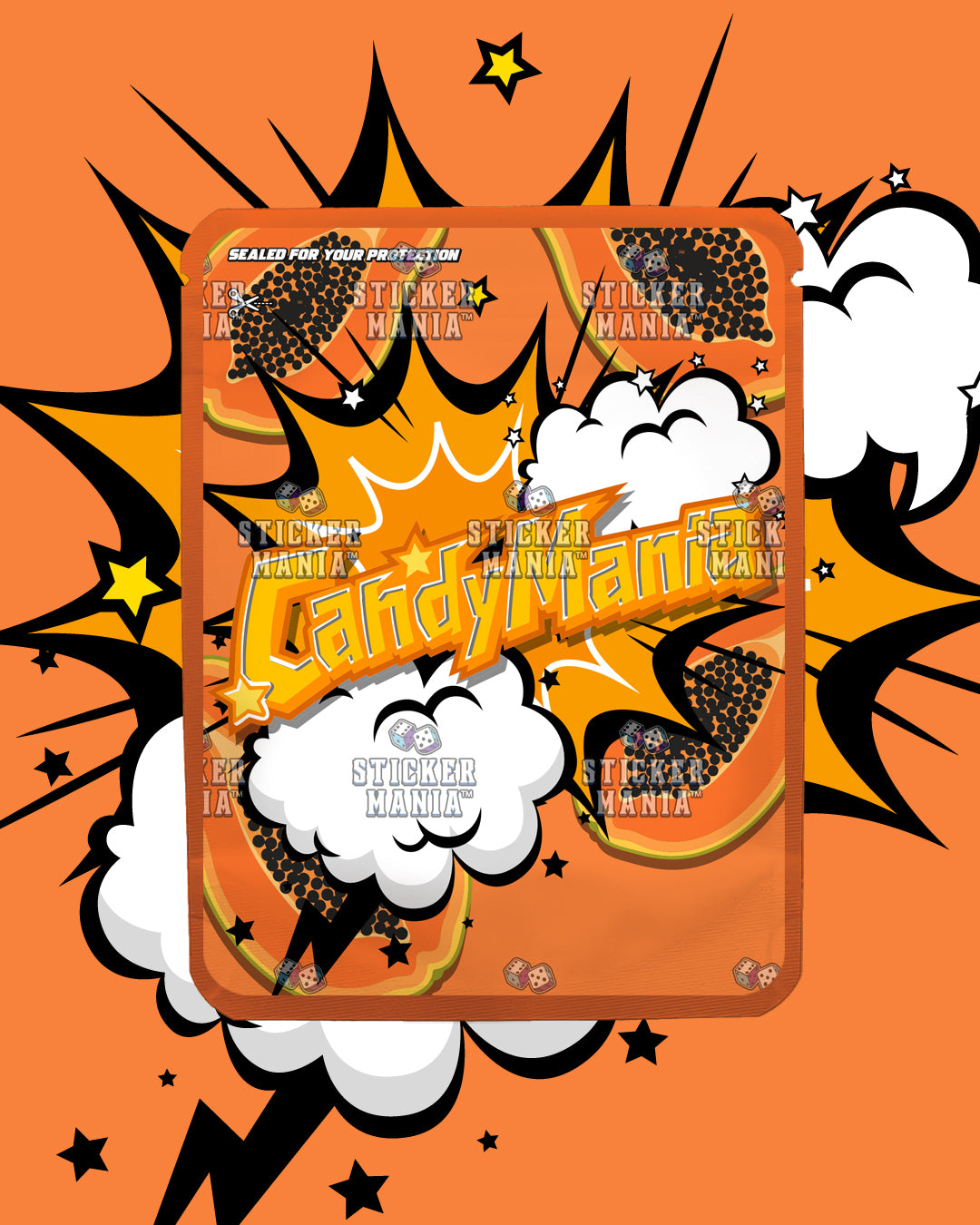 Candy Mania Tropic Papaya | Pre-Made Sticker Bag | 3.5g