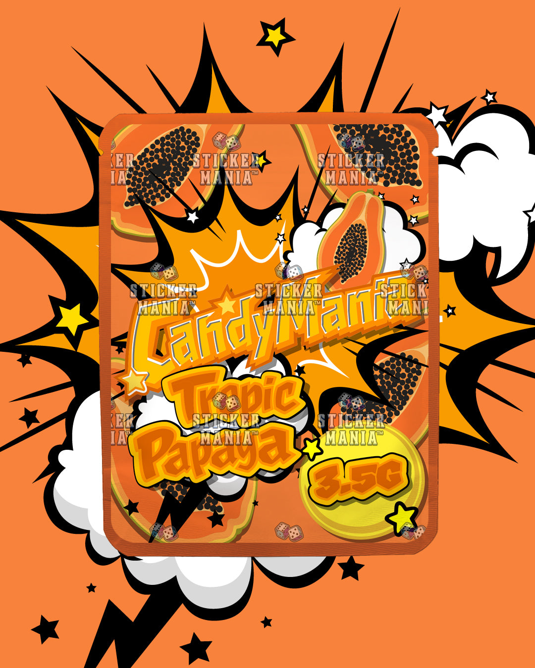 Candy Mania Tropic Papaya | Pre-Made Sticker Bag | 3.5g