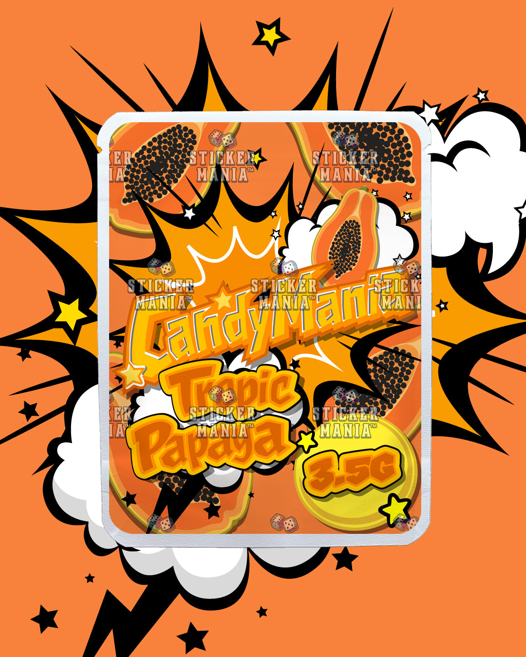Candy Mania Tropic Papaya | Pre-Made Sticker Bag | 3.5g