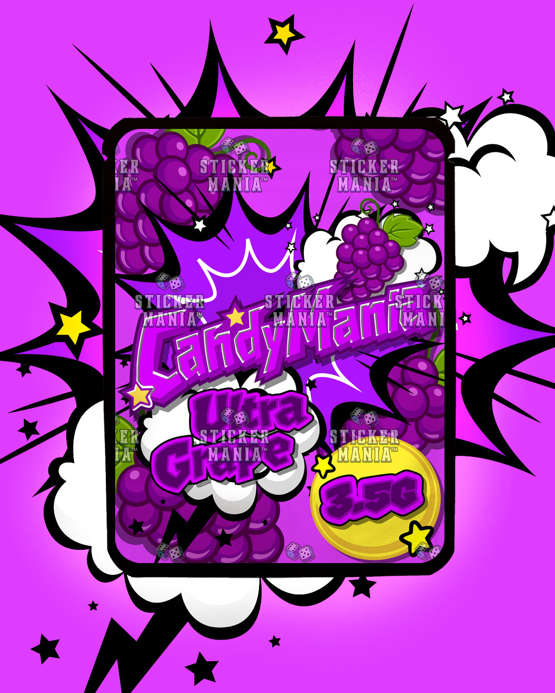 Candy Mania Ultra Grape | Pre-Made Sticker Bag | 3.5g
