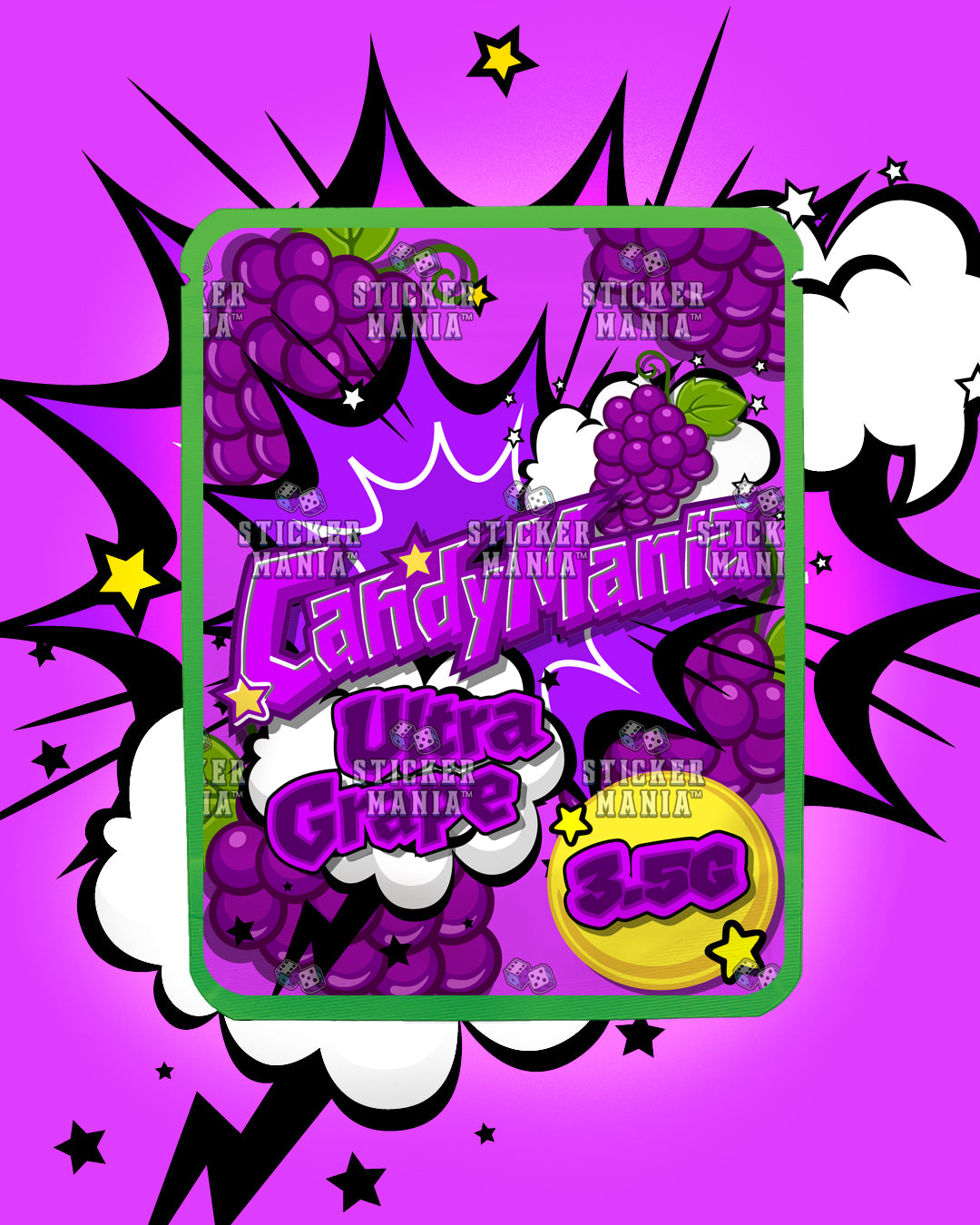Candy Mania Ultra Grape | Pre-Made Sticker Bag | 3.5g