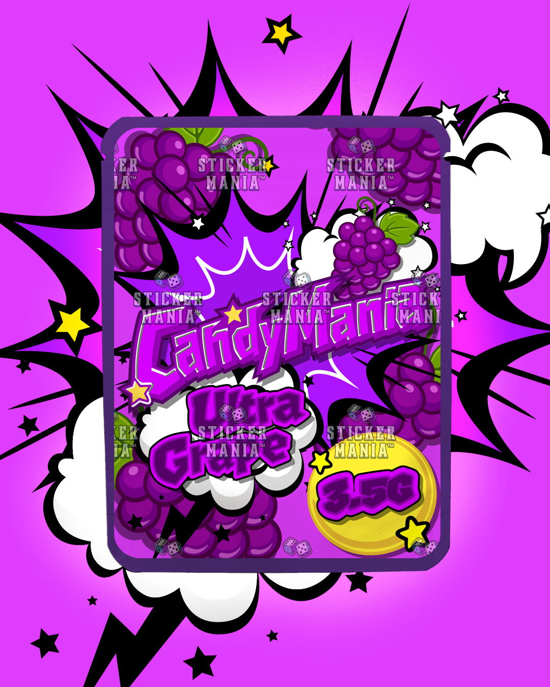 Candy Mania Ultra Grape | Pre-Made Sticker Bag | 3.5g