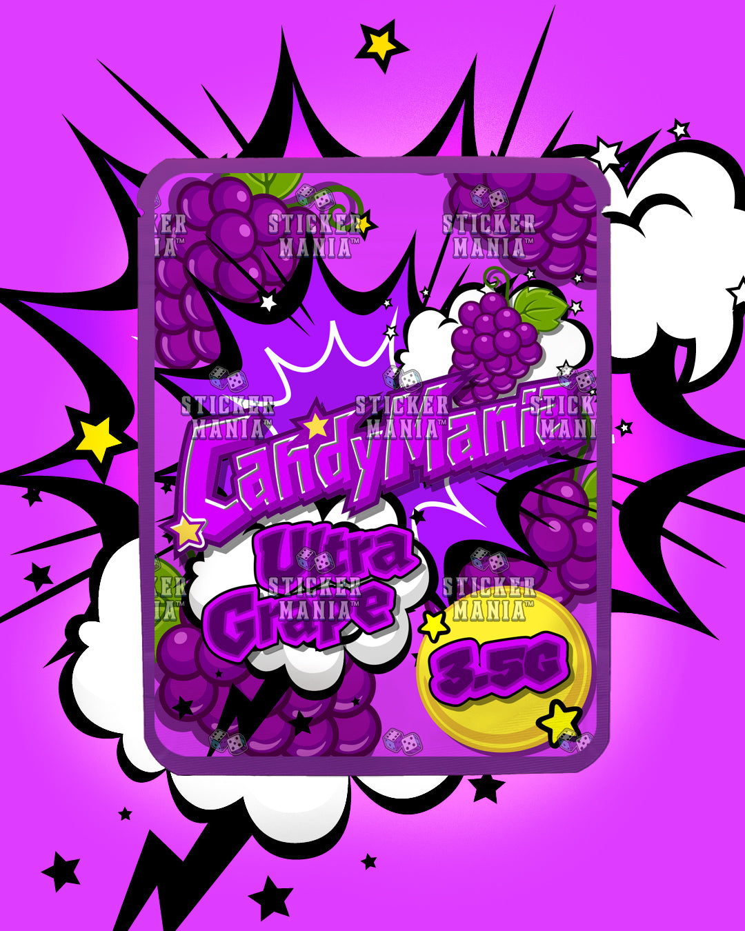 Candy Mania Ultra Grape | Pre-Made Sticker Bag | 3.5g