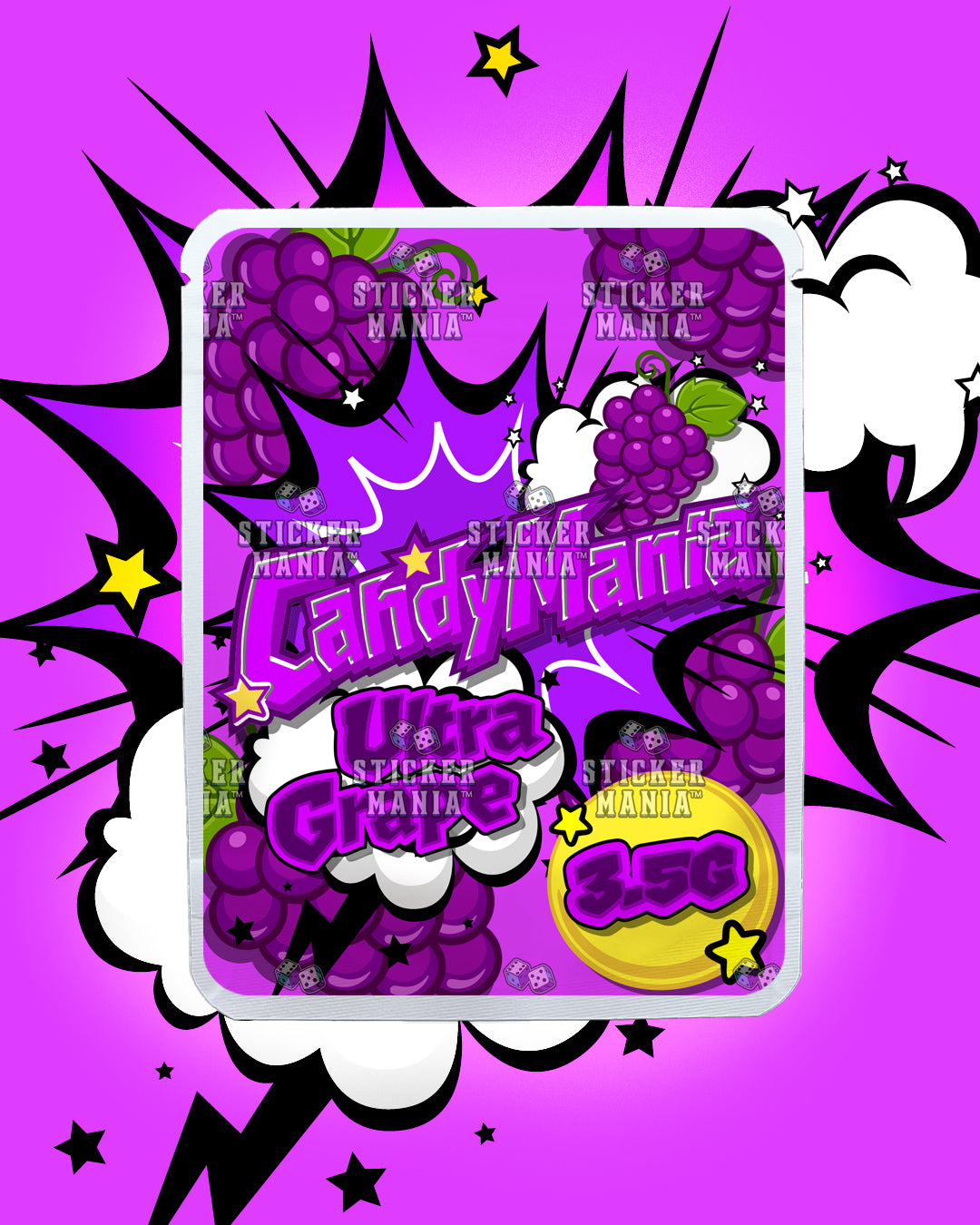Candy Mania Ultra Grape | Pre-Made Sticker Bag | 3.5g