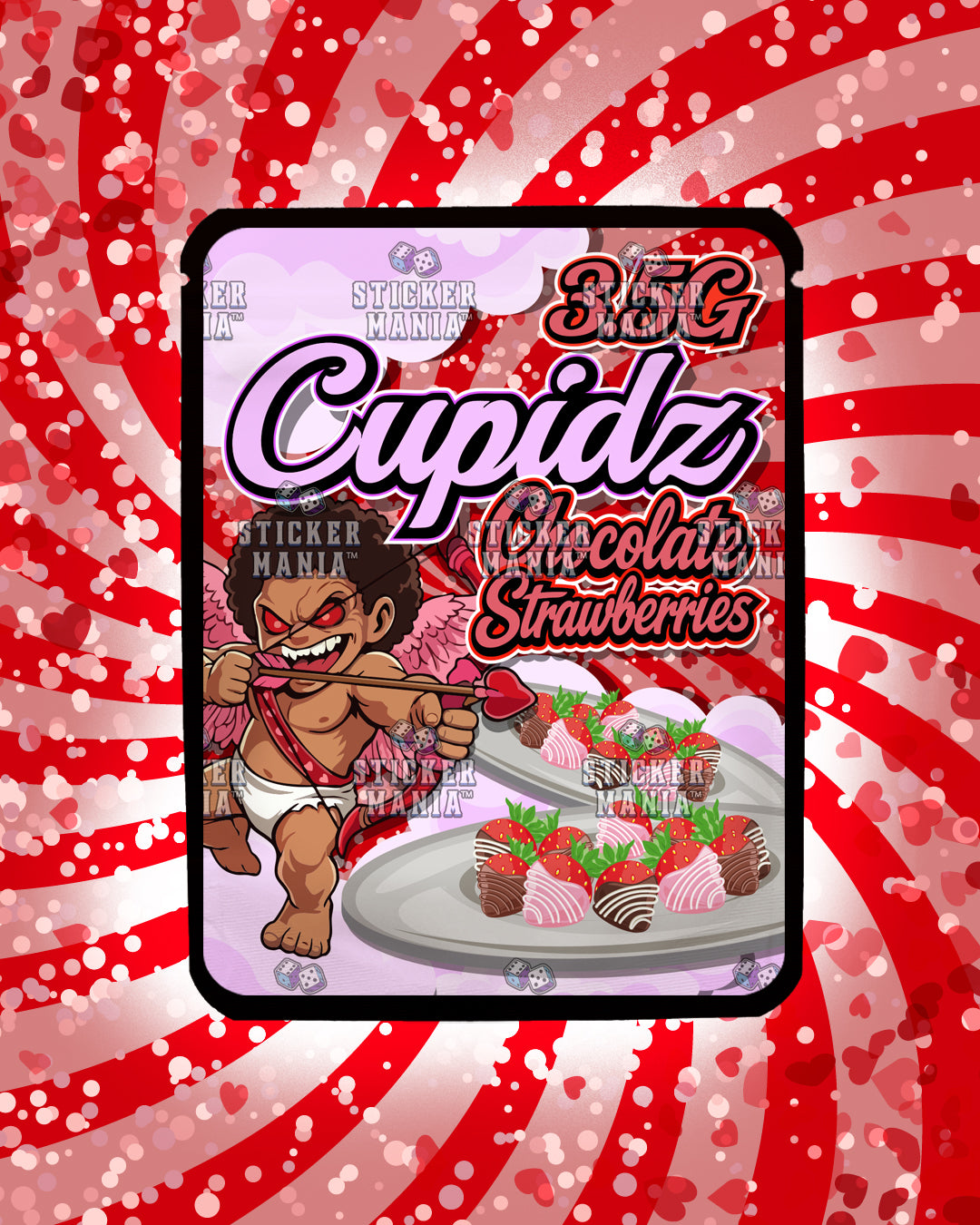 Cupidz Chocolate Strawberries | Pre-Made Sticker Bag | 3.5g