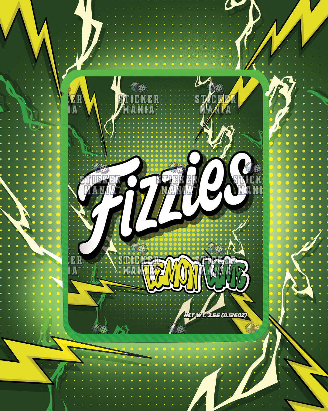 Fizzies Lemon Lime | Pre-Made Sticker Bag | 3.5g