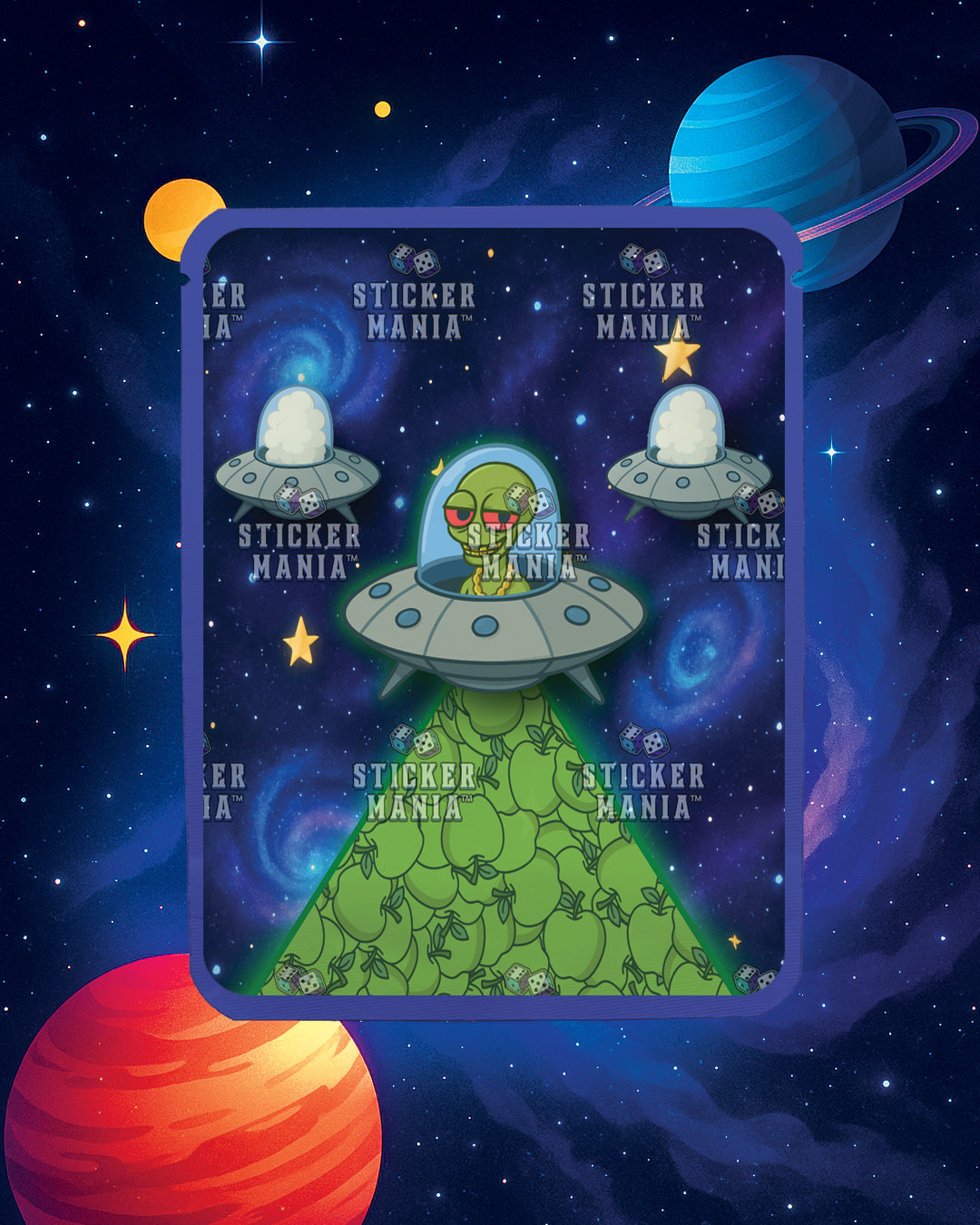 Galactic Gas Alien Apple | Pre-Made Sticker Bag | 3.5g