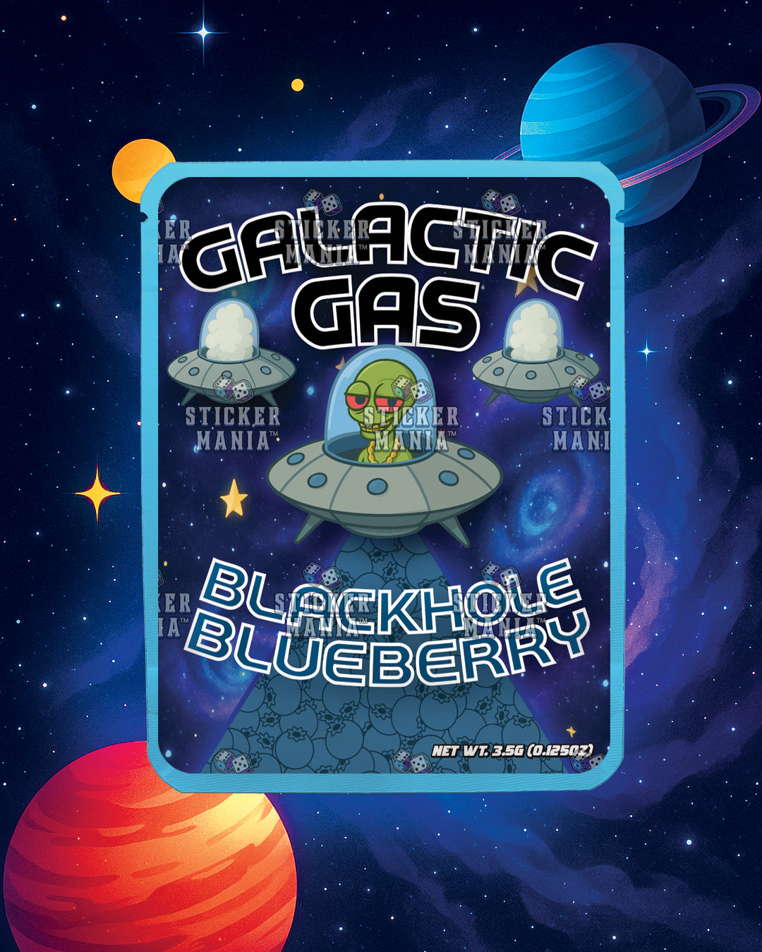 Galactic Gas Blackhole Blueberry | Pre-Made Sticker Bag | 3.5g