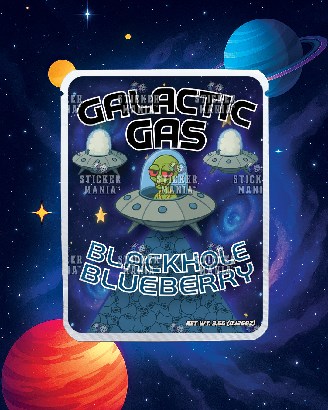 Galactic Gas Blackhole Blueberry | Pre-Made Sticker Bag | 3.5g