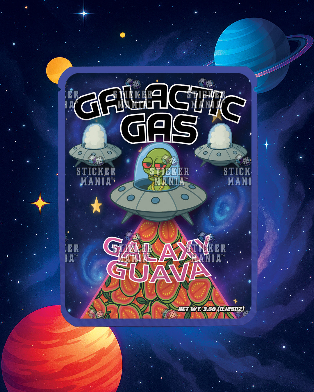 Galactic Gas Galaxy Guava | Pre-Made Sticker Bag | 3.5g