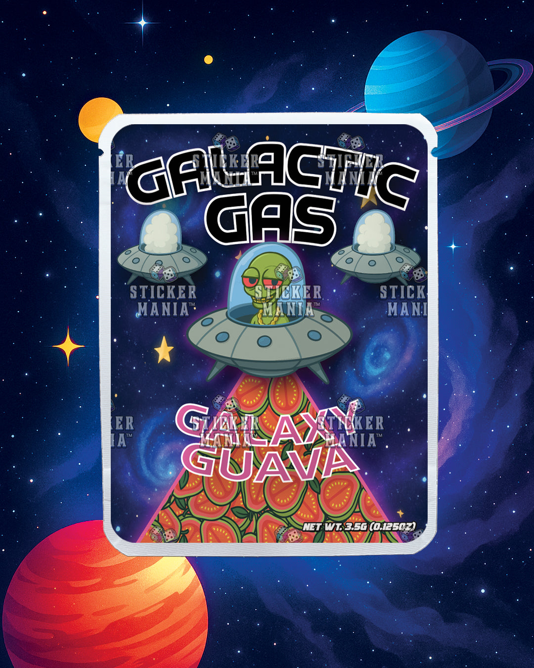 Galactic Gas Galaxy Guava | Pre-Made Sticker Bag | 3.5g