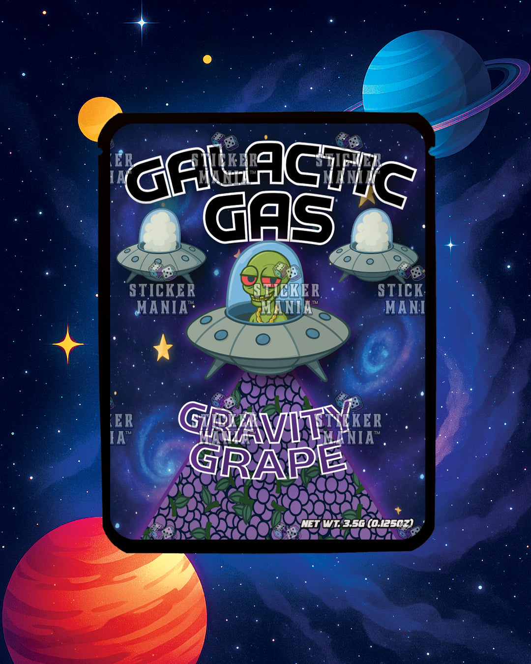 Galactic Gas Gravity Grape | Pre-Made Sticker Bag | 3.5g