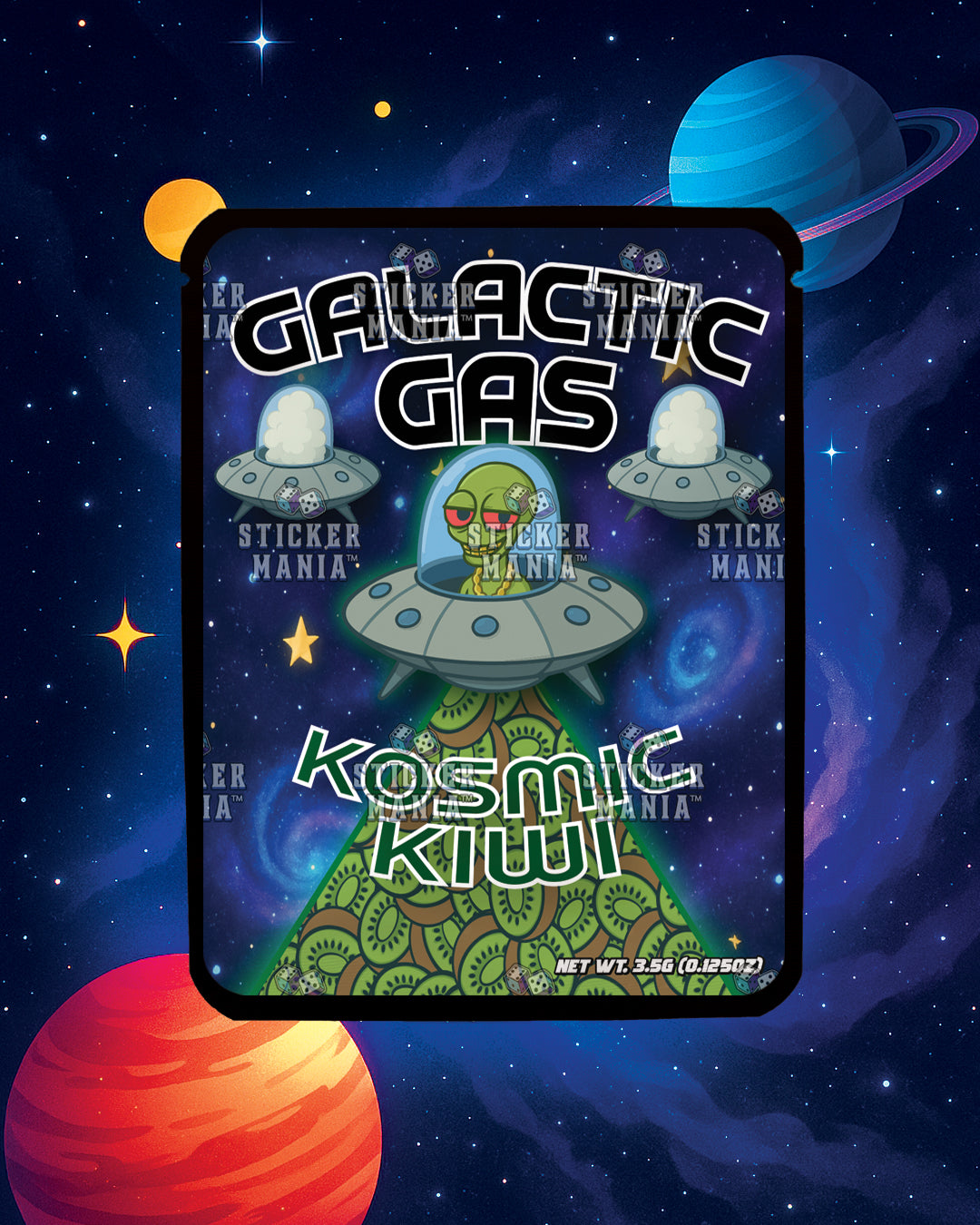 Galactic Gas Kosmic Kiwi | Pre-Made Sticker Bag | 3.5g