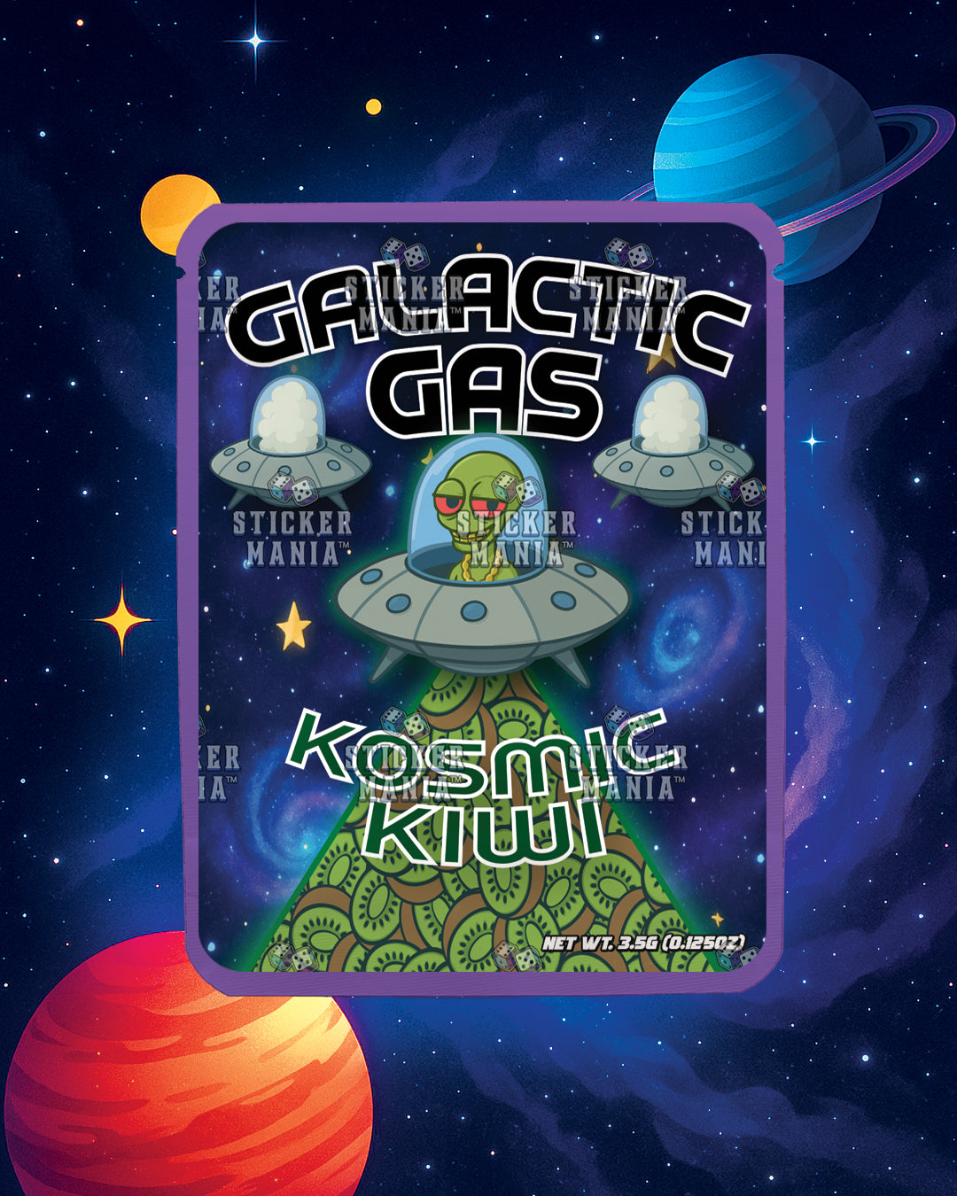 Galactic Gas Kosmic Kiwi | Pre-Made Sticker Bag | 3.5g