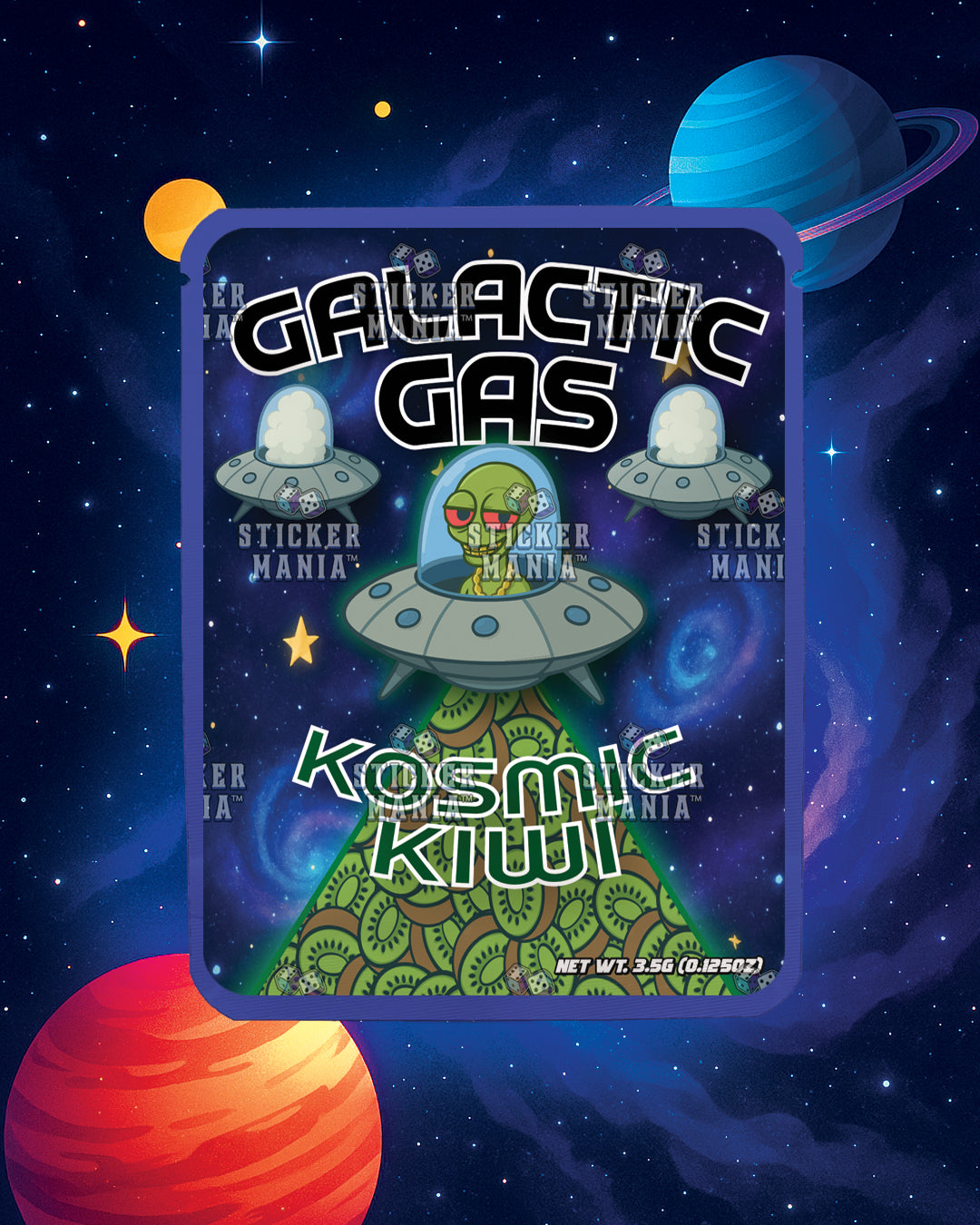 Galactic Gas Kosmic Kiwi | Pre-Made Sticker Bag | 3.5g