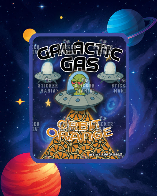 Galactic Gas Orbit Orange | Pre-Made Sticker Bag | 3.5g
