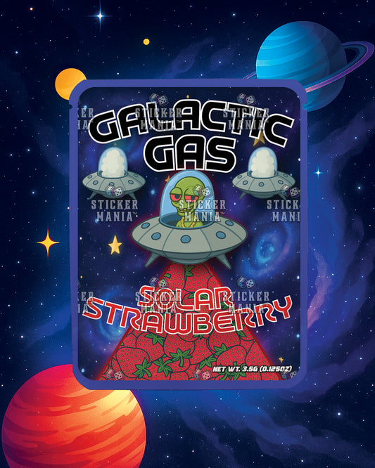Galactic Gas Solar Strawberry | Pre-Made Sticker Bag | 3.5g