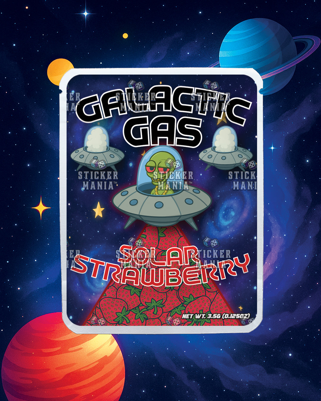 Galactic Gas Solar Strawberry | Pre-Made Sticker Bag | 3.5g