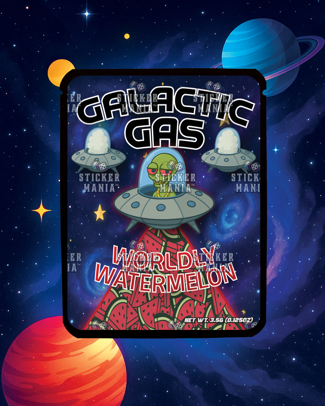 Galactic Gas Worldly Watermelon | Pre-Made Sticker Bag | 3.5g